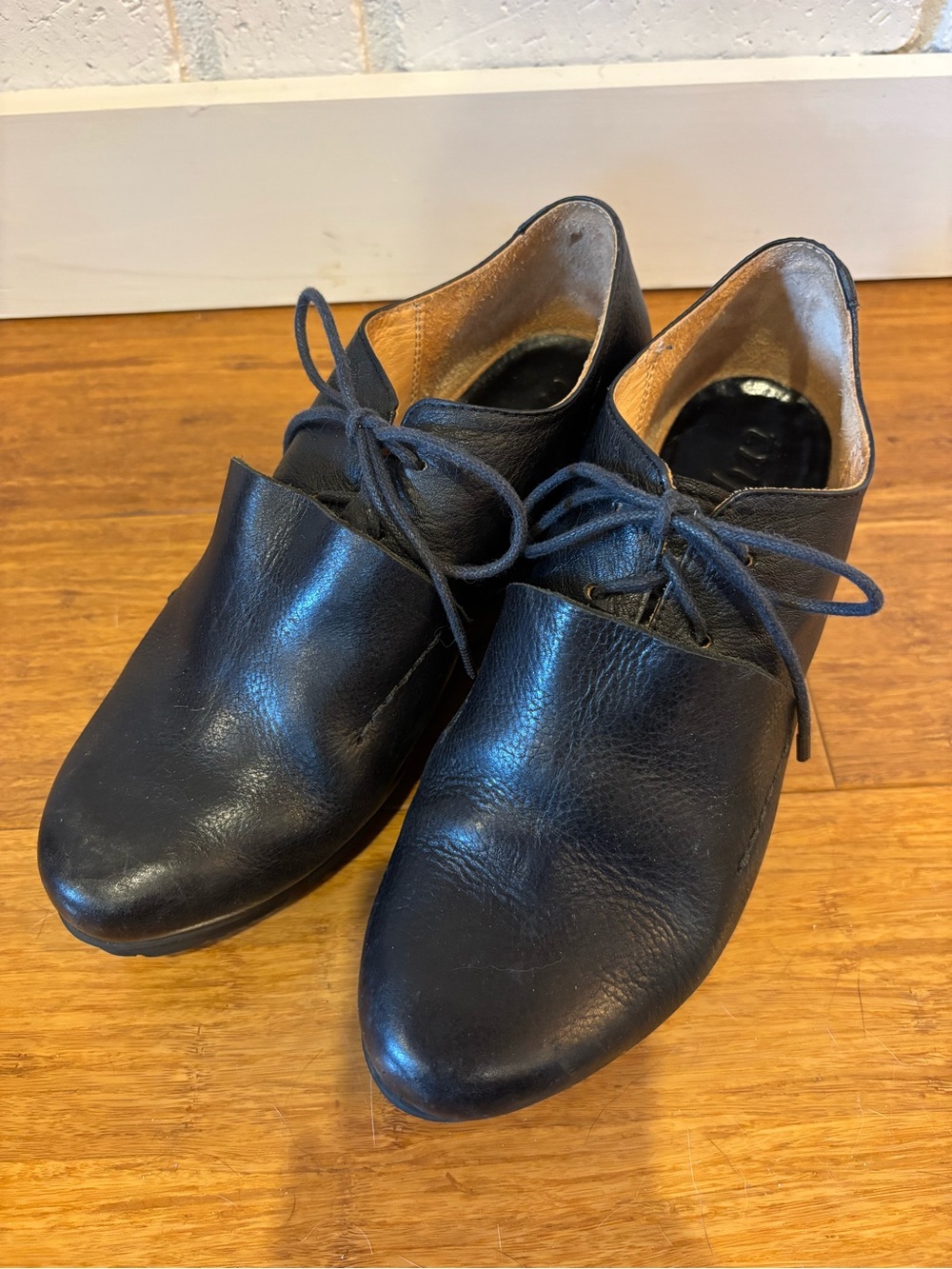 Women's Black Platform Lace-Up Shoes Germany Leather 37